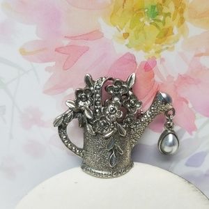 SALE! Vintage Silver Watering Can Brooch!